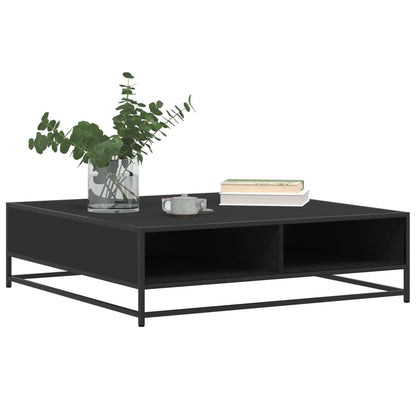 Tavolino Nero 100x100x30 cm Legno in Truciolato e Metallo