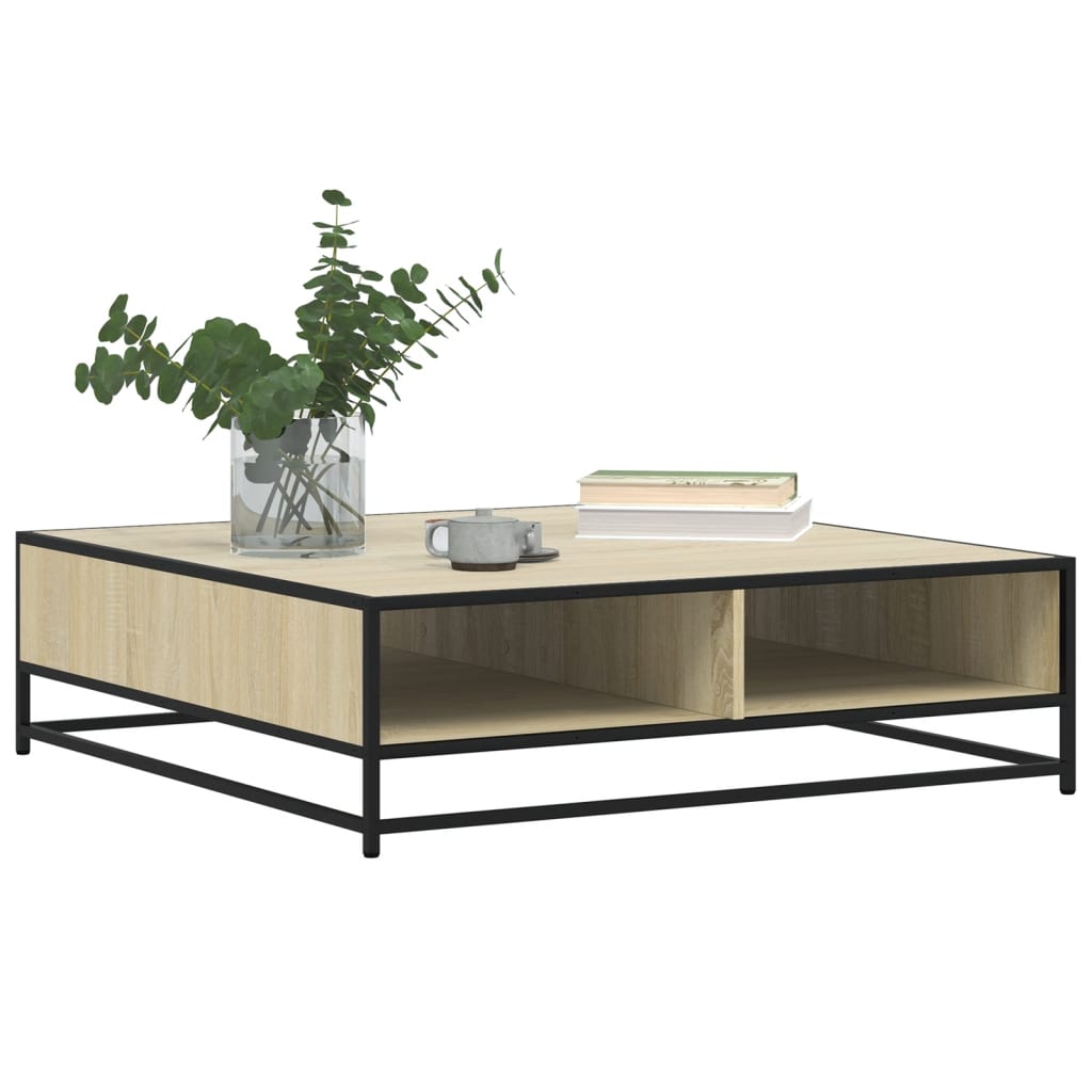 Tavolino Rovere Sonoma 100x100x30 cm in Truciolato e Metallo