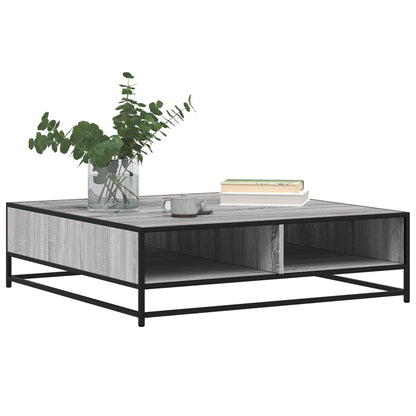 Tavolino Grigio Sonoma 100x100x30 cm in Truciolato e Metallo