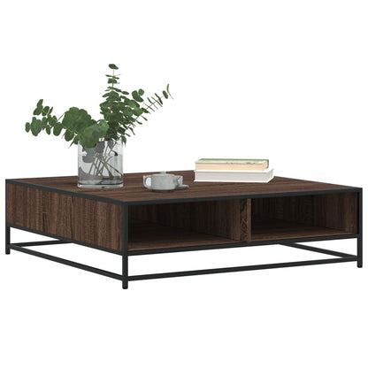 Tavolino Rovere Marrone 100x100x30 cm in Truciolato e Metallo