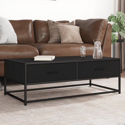 Tavolino Salotto Nero 100x50x35 cm Legno Multistrato e Metallo