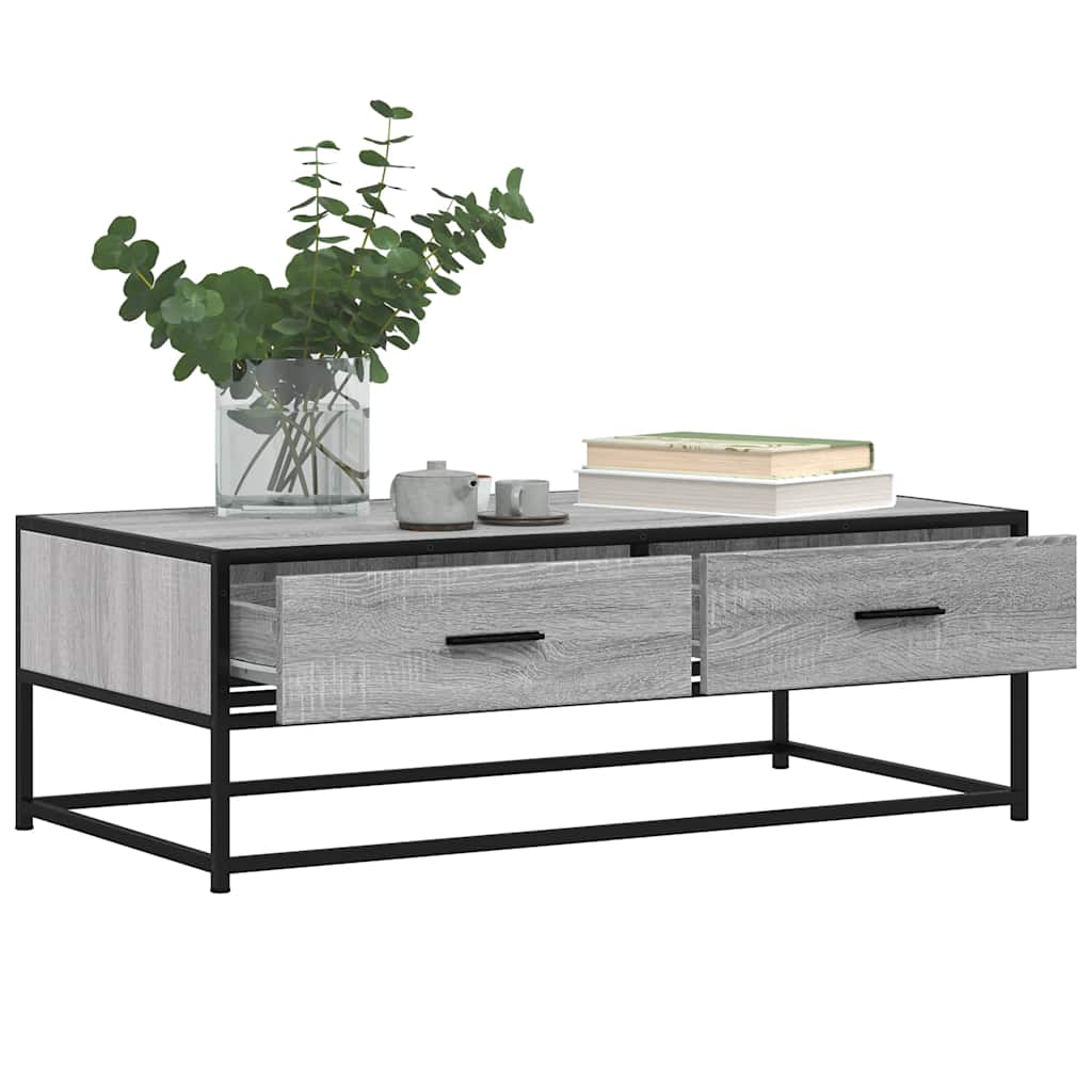 Tavolino Salotto Grigio Sonoma 100x50x35cm Multistrato Metallo
