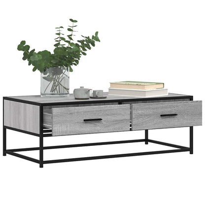 Tavolino Salotto Grigio Sonoma 100x50x35cm Multistrato Metallo