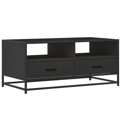 Tavolino Salotto Nero 100x50x45 cm Legno Multistrato e Metallo
