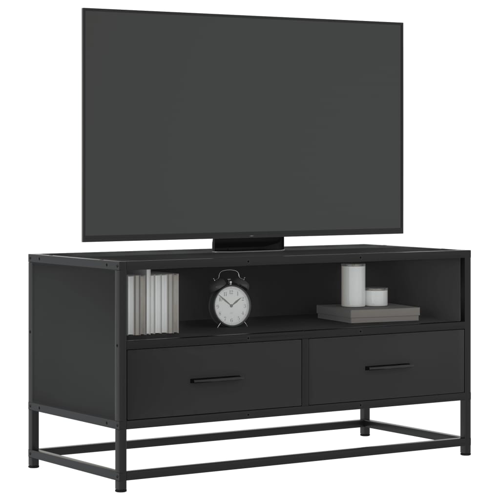 Mobile TV Nero 80x34,5x40 cm in Truciolato Metallo