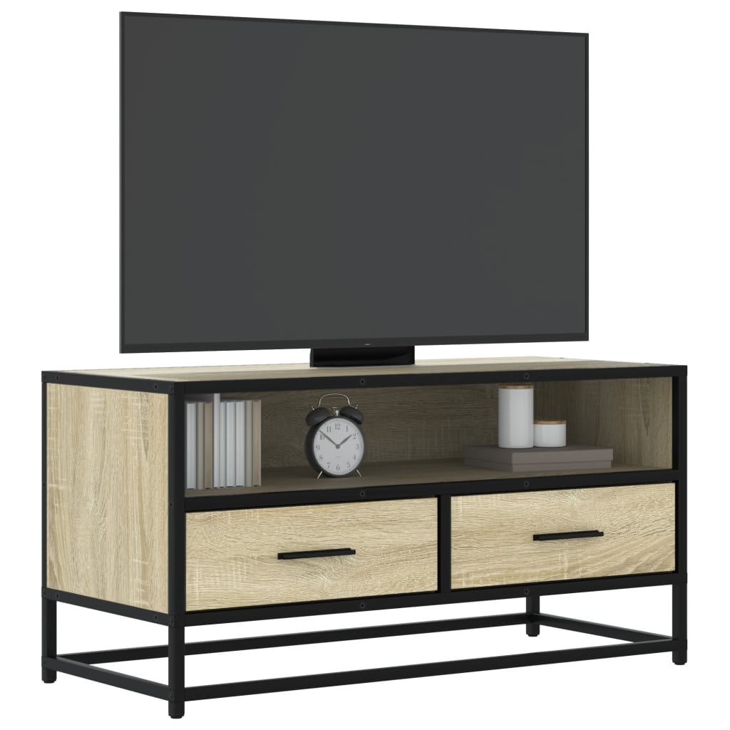 Mobile TV Rovere Sonoma 80x34,5x40 cm Legno Multistrato Metallo