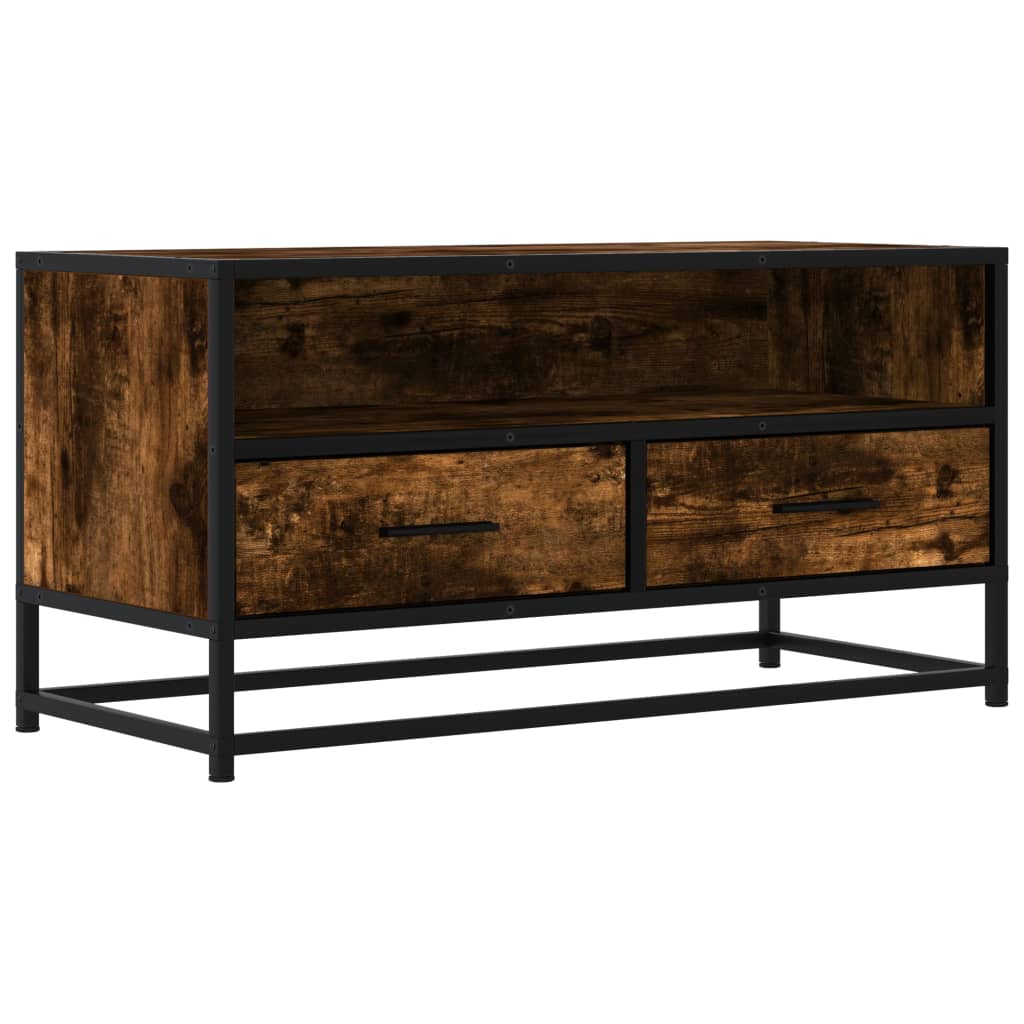 Mobile TV Rovere Fumo 80x34,5x40 cm Legno Multistrato e Metallo