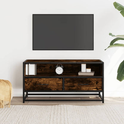 Mobile TV Rovere Fumo 80x34,5x40 cm Legno Multistrato e Metallo