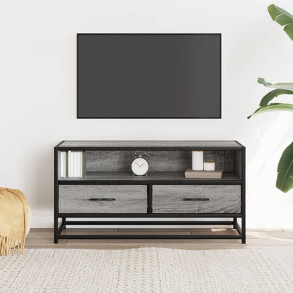Mobile TV Grigio Sonoma 80x34,5x40 cm Legno Multistrato Metallo
