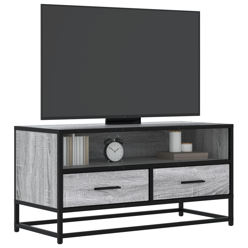 Mobile TV Grigio Sonoma 80x34,5x40 cm Legno Multistrato Metallo