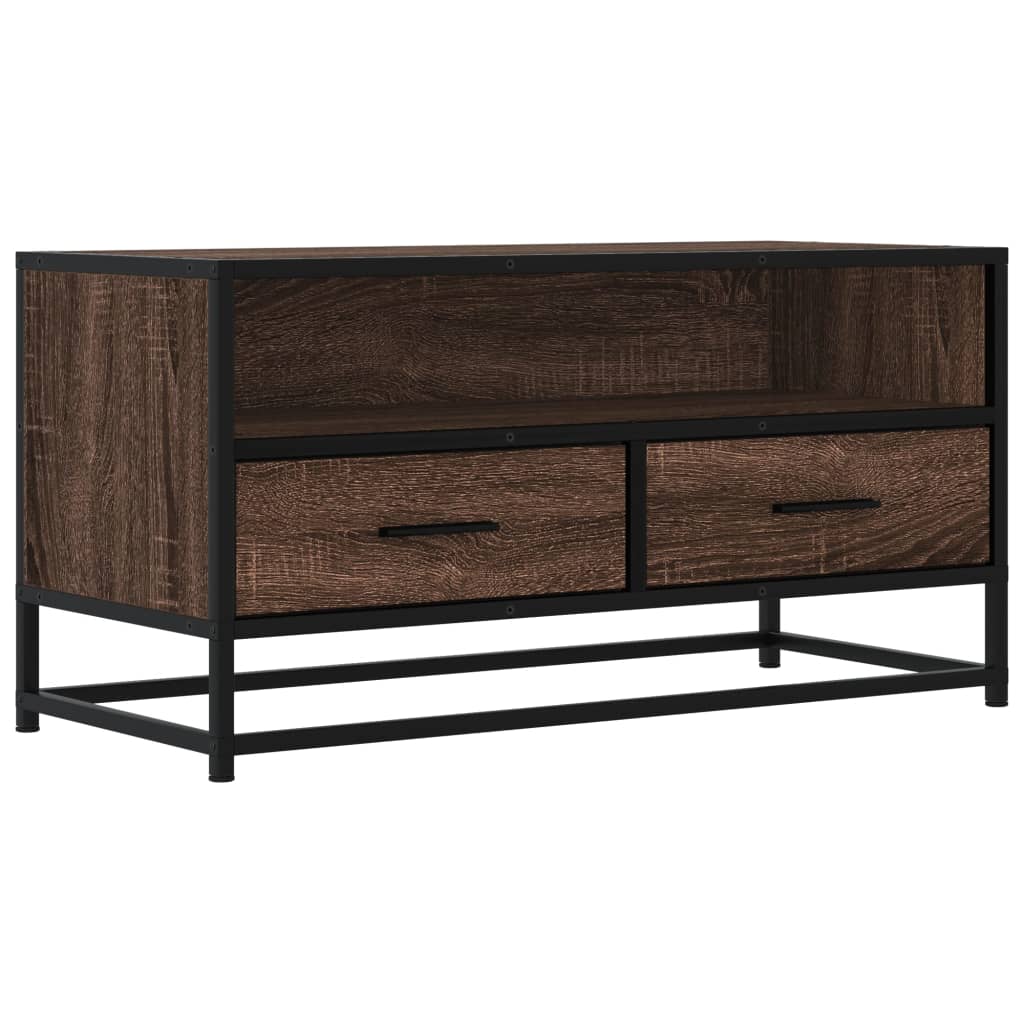 Mobile TV Rovere Marrone 80x34,5x40cm Legno Multistrato Metallo