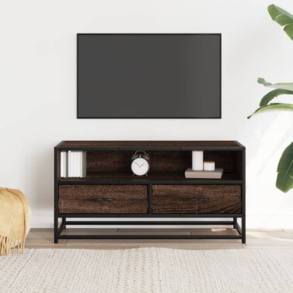 Mobile TV Rovere Marrone 80x34,5x40cm Legno Multistrato Metallo