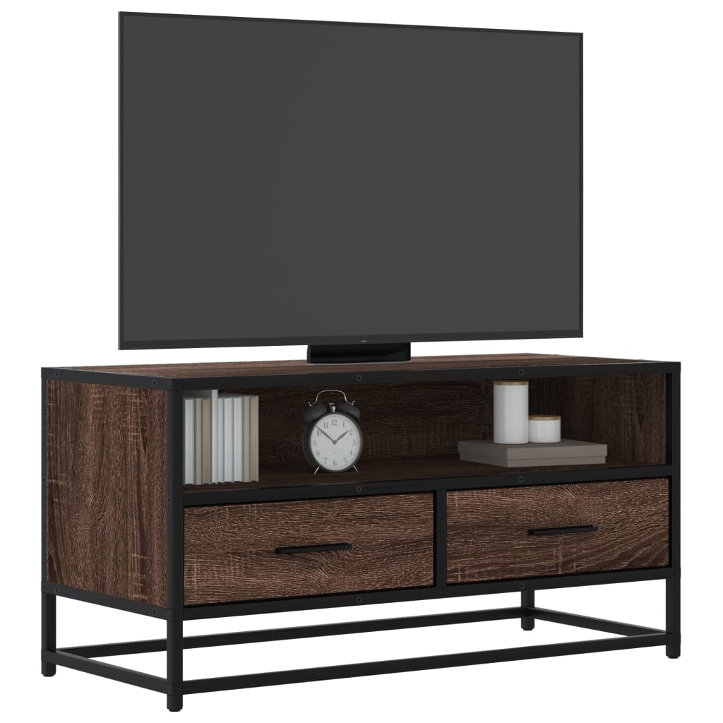Mobile TV Rovere Marrone 80x34,5x40cm Legno Multistrato Metallo
