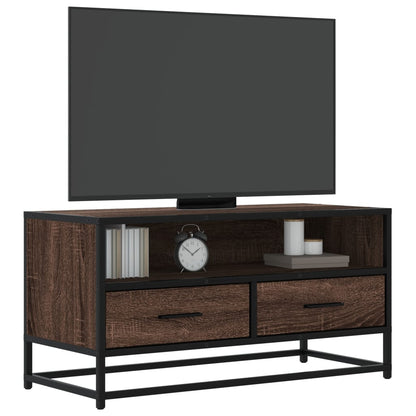 Mobile TV Rovere Marrone 80x34,5x40cm Legno Multistrato Metallo