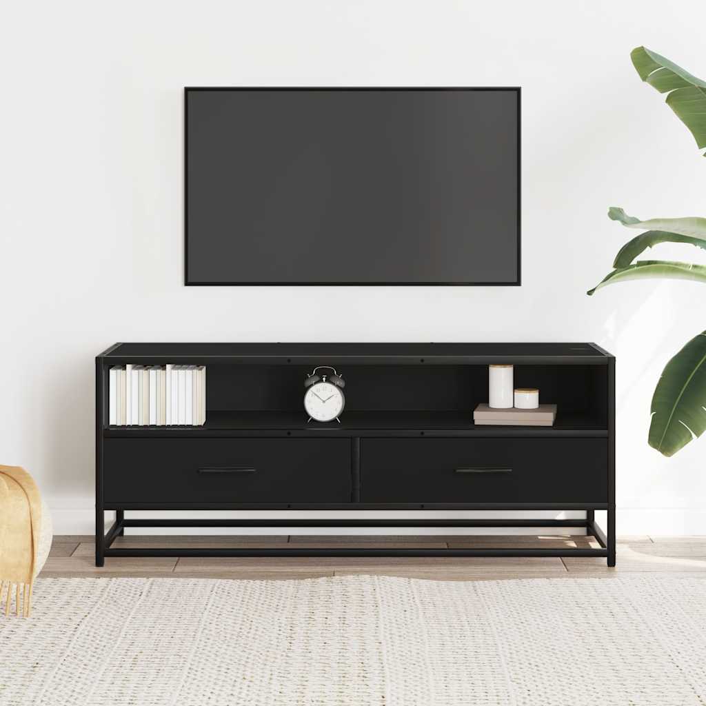 Mobile Porta TV Nero 180x30x50cm in Truciolato e Metallo