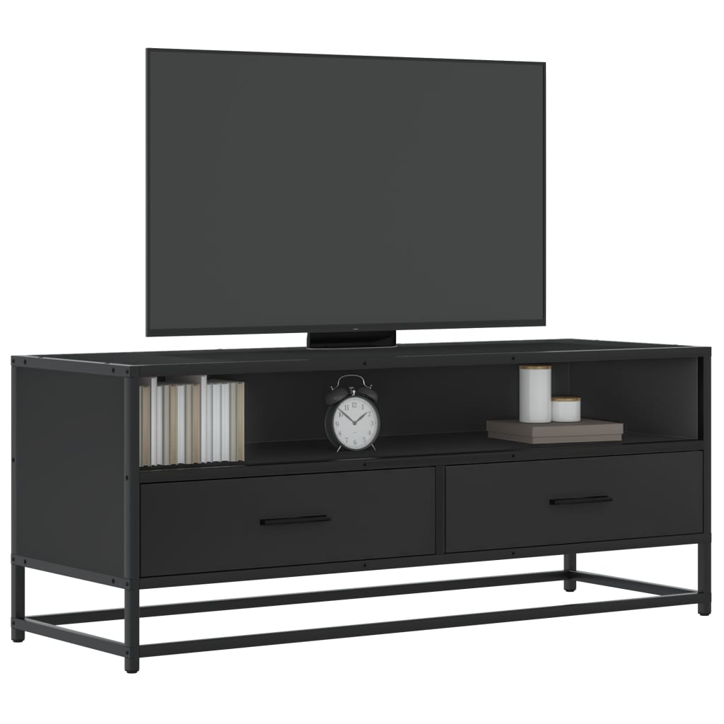 Mobile Porta TV Nero 180x30x50cm in Truciolato e Metallo