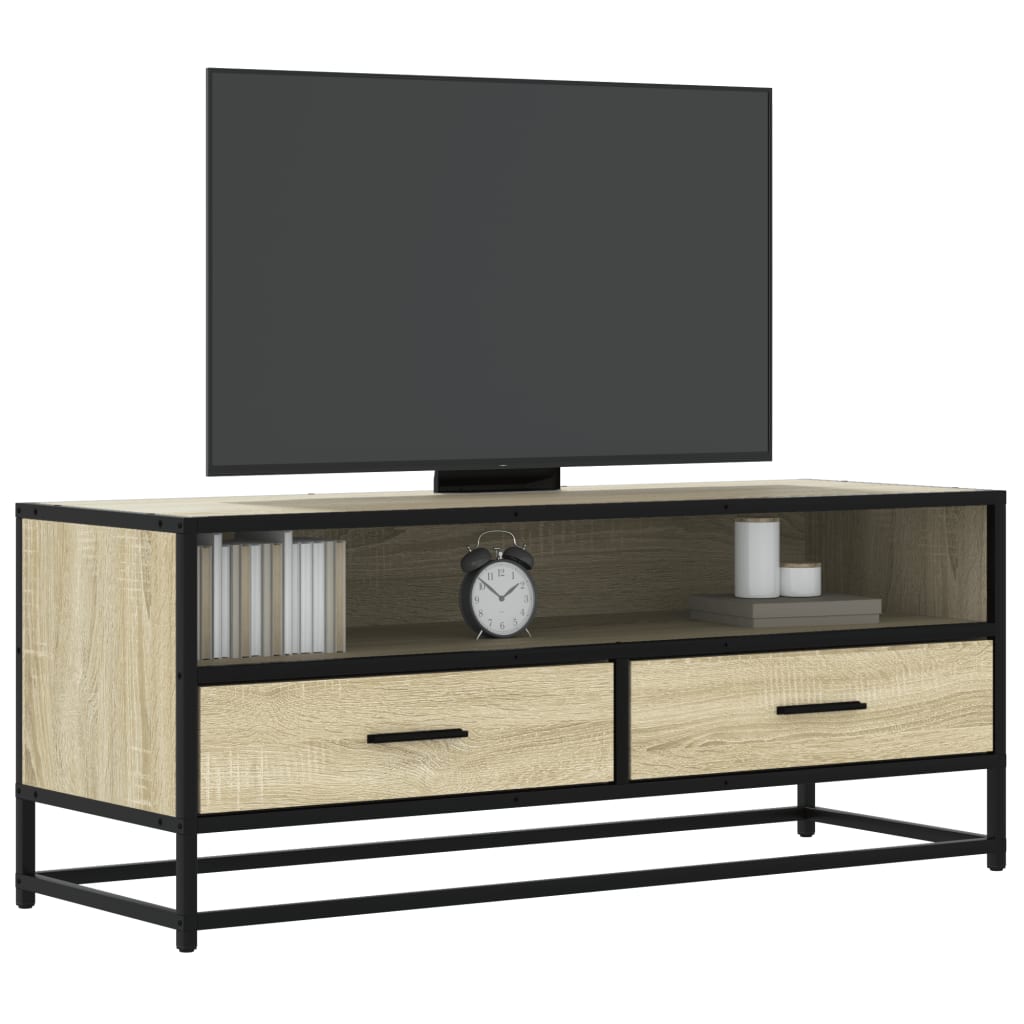 Mobile TV Rovere Sonoma 100x34,5x40cm Legno Multistrato Metallo