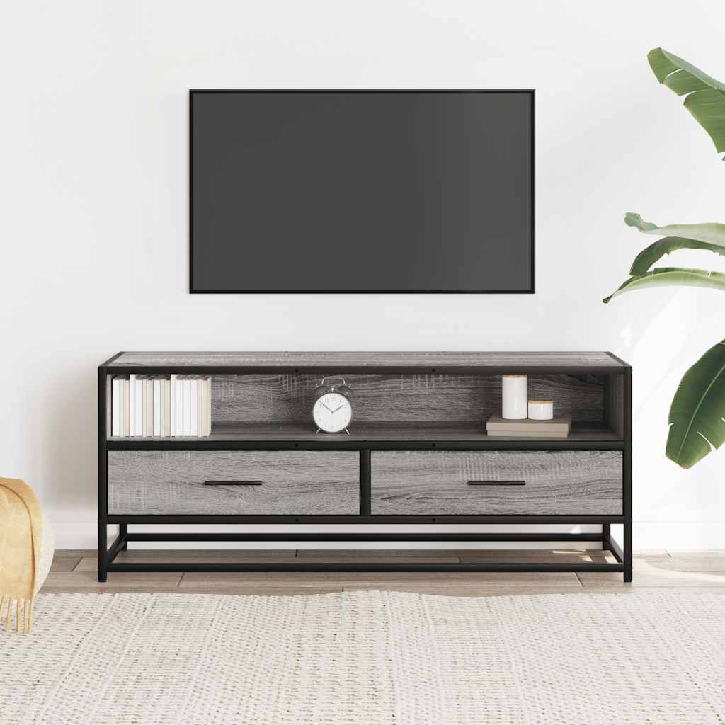 Mobile TV Grigio Sonoma 100x34,5x40cm Legno Multistrato Metallo