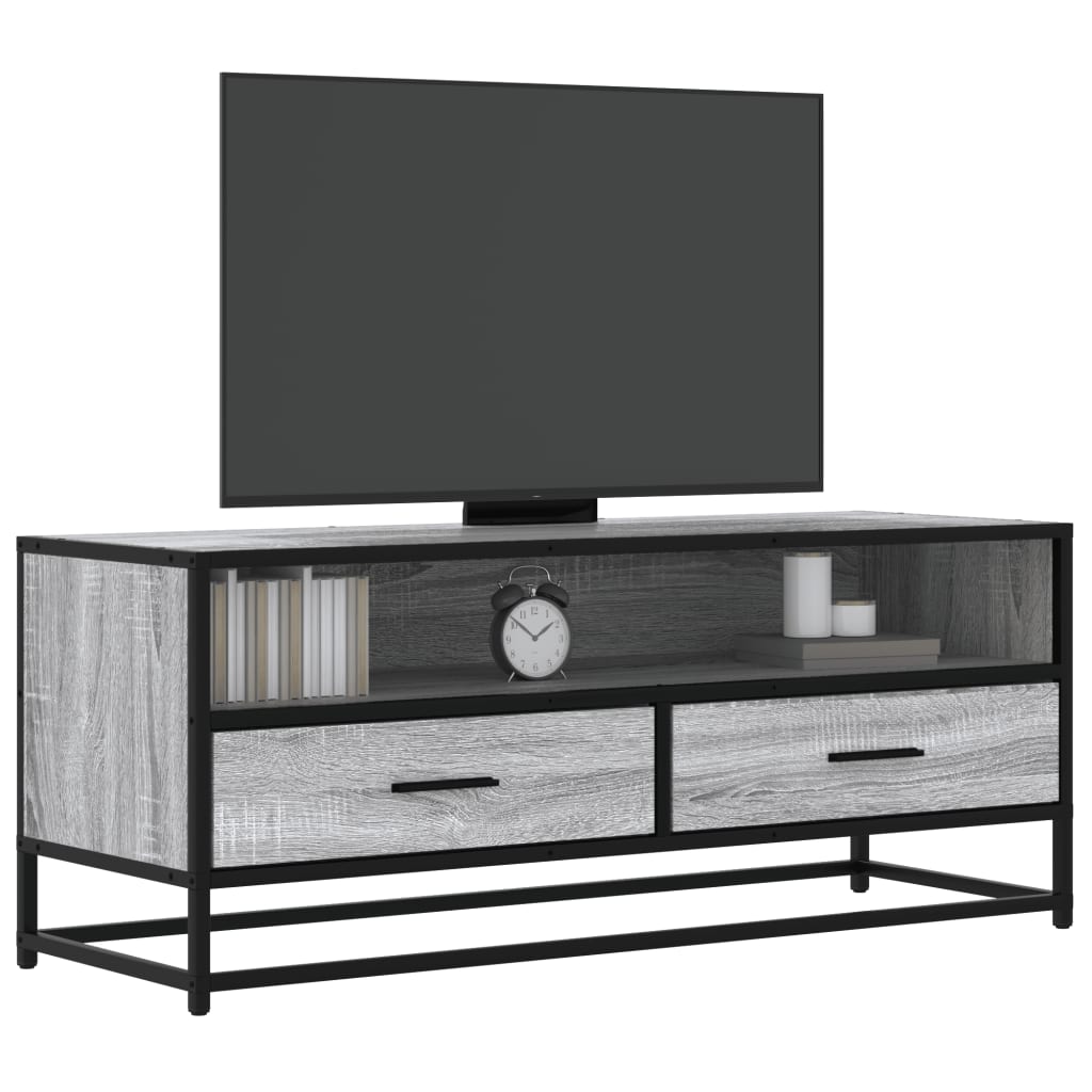 Mobile TV Grigio Sonoma 100x34,5x40cm Legno Multistrato Metallo