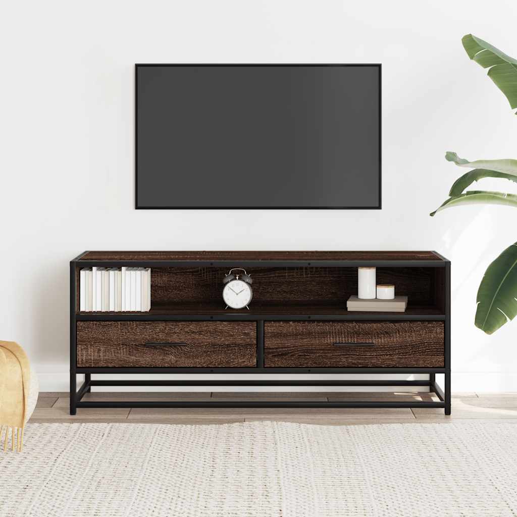 Mobile TV Rovere Marrone 100x34,5x40 cm Multistrato e Metallo