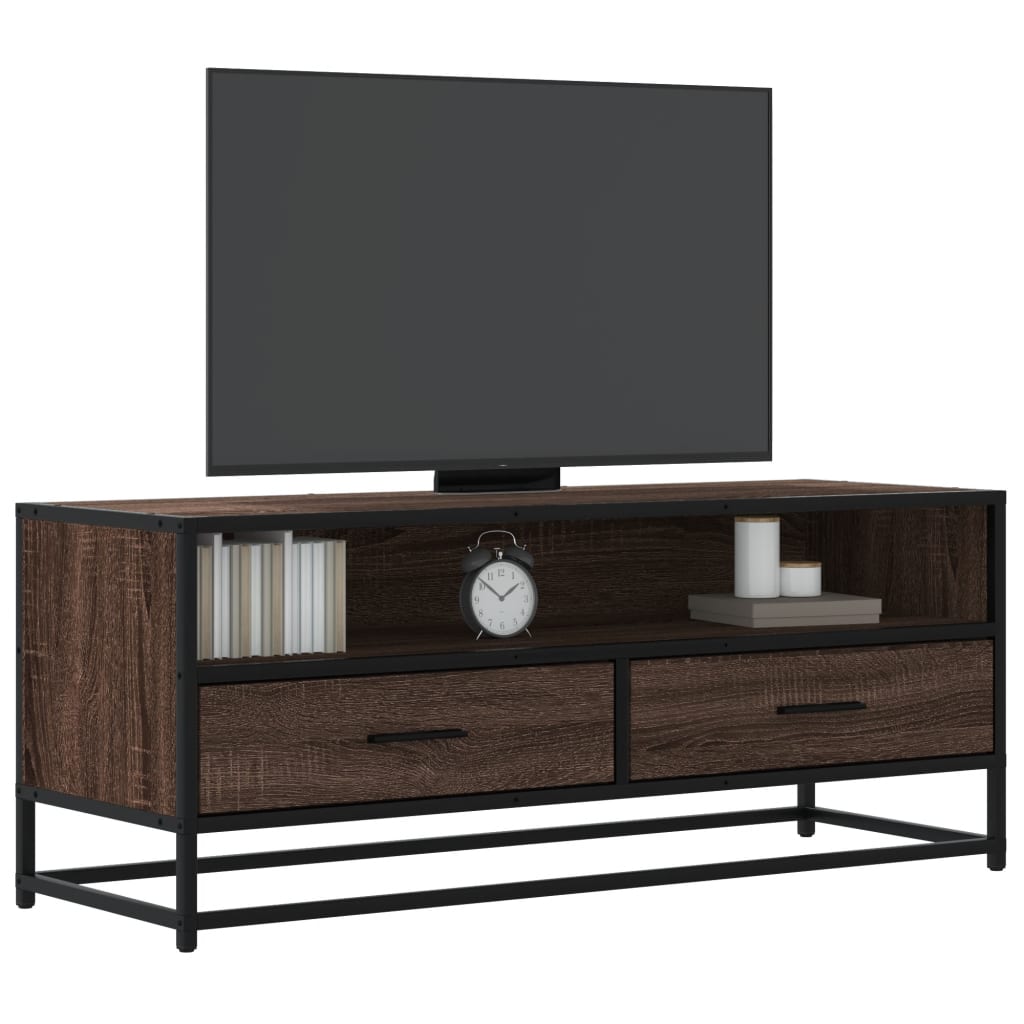 Mobile TV Rovere Marrone 100x34,5x40 cm Multistrato e Metallo