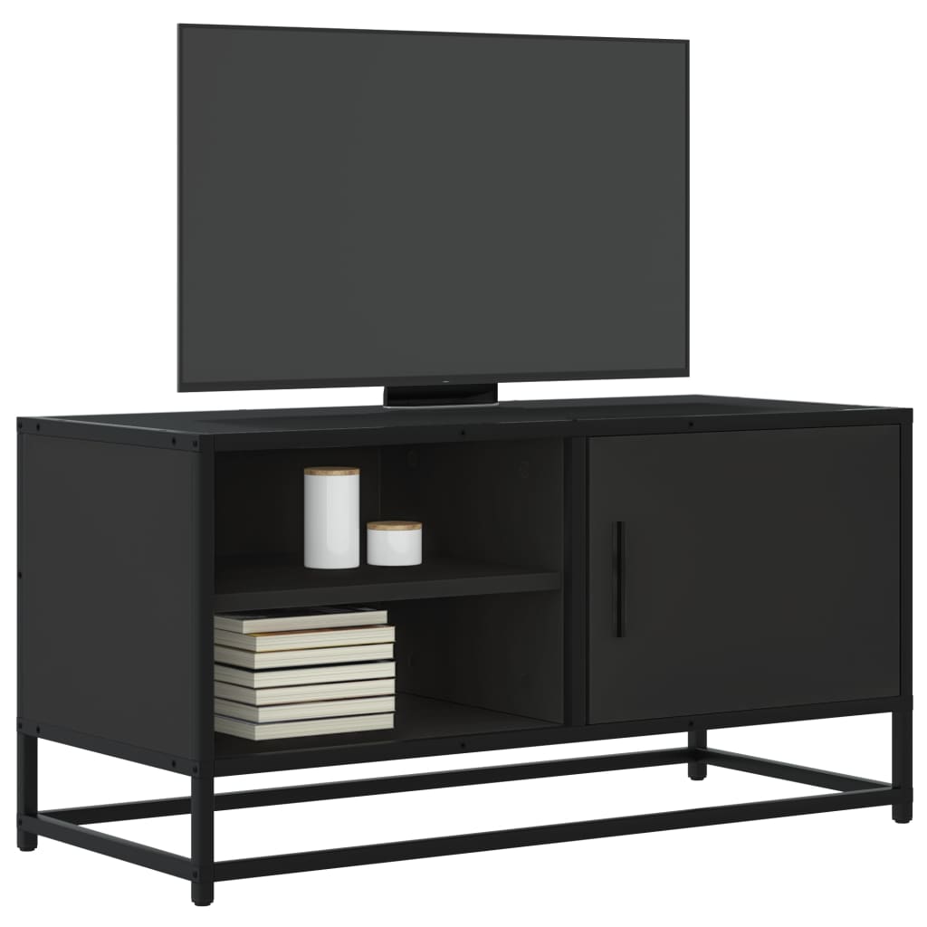 Mobile TV Nero 80x34,5x40cm in Truciolato e Metallo