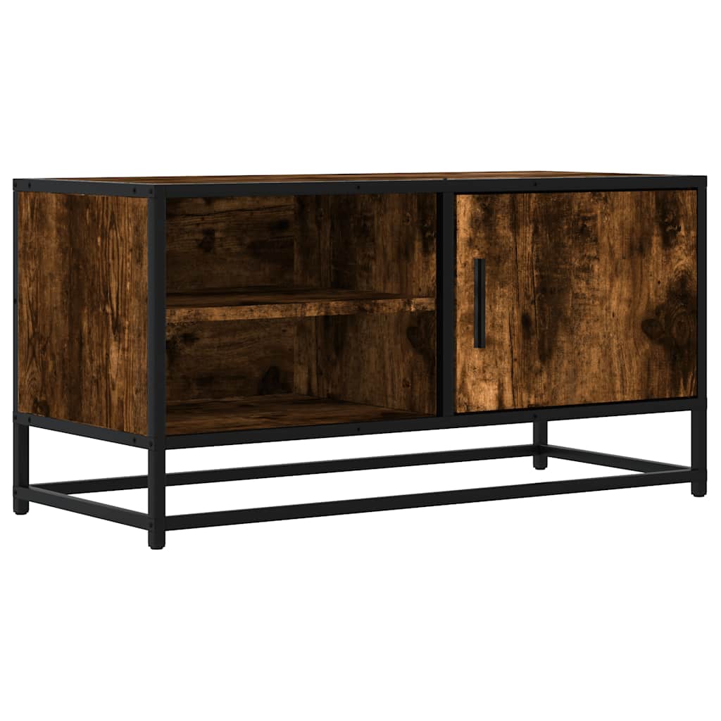 Mobile TV Rovere Fumo 80x34,5x40 cm Legno Multistrato e Metallo