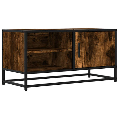 Mobile TV Rovere Fumo 80x34,5x40 cm Legno Multistrato e Metallo