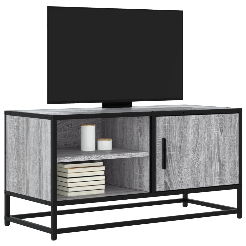 Mobile TV Grigio Sonoma 80x34,5x40 cm Legno Multistrato Metallo