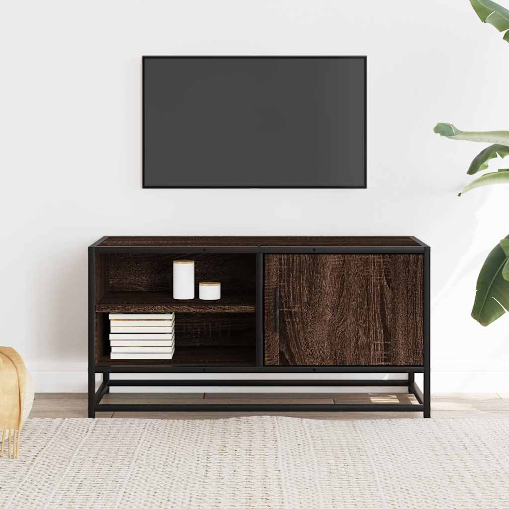 Mobile TV Rovere Marrone 80x34,5x40cm Legno Multistrato Metallo