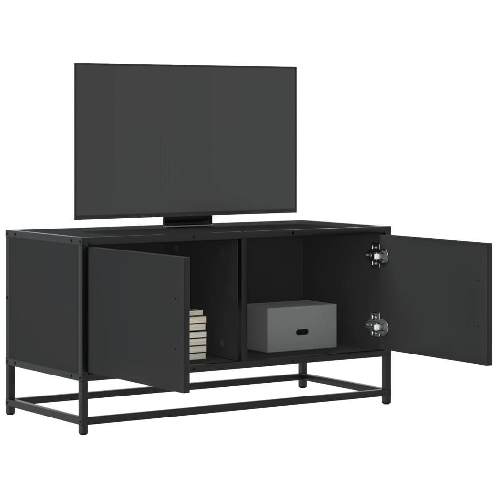 Mobile TV Nero 80x34,5x40 cm in Truciolato e Metallo