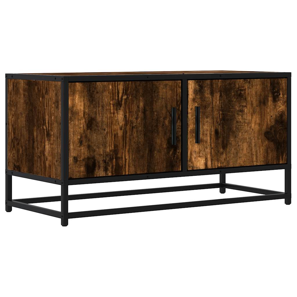 Mobile TV Rovere Fumo 80x34,5x40 cm Legno Multistrato e Metallo