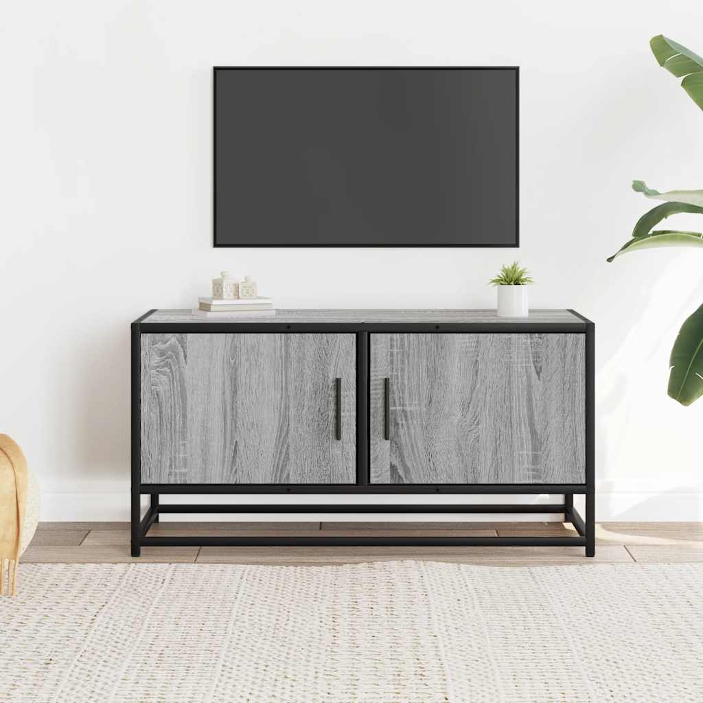 Mobile TV Grigio Sonoma 80x34,5x40 cm Legno Multistrato Metallo