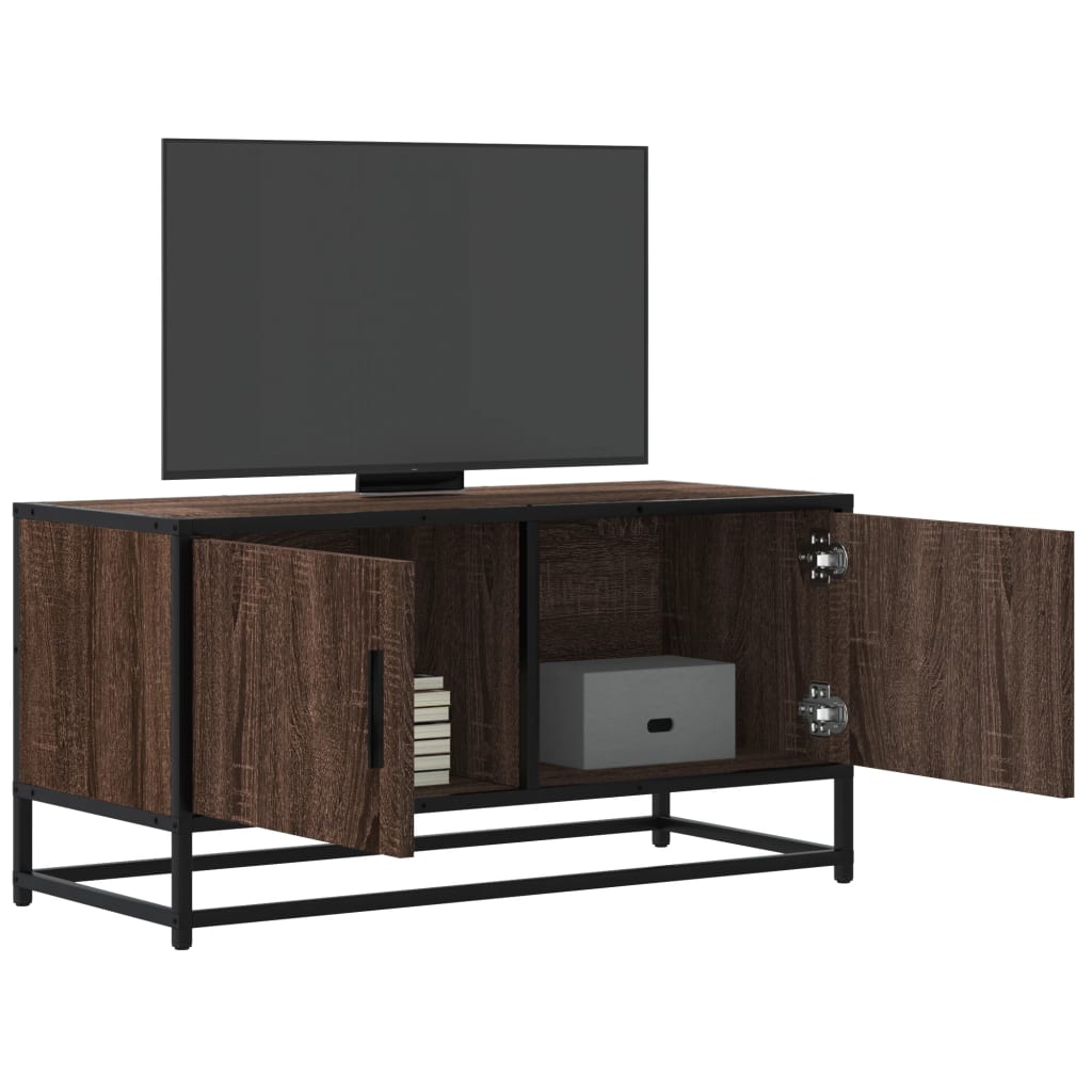 Mobile TV Rovere Marrone 80x34,5x40cm Legno Multistrato Metallo