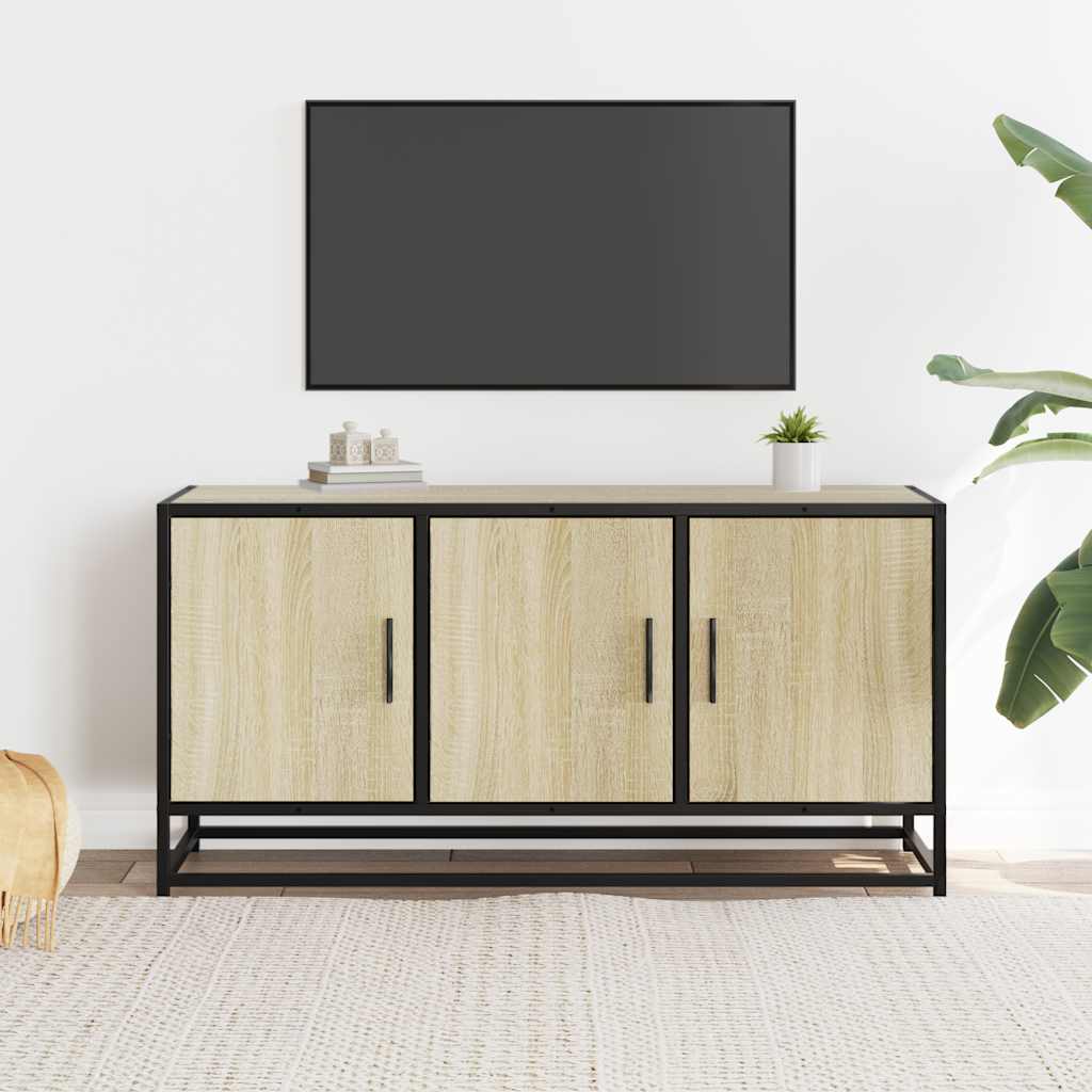 Mobile TV Rovere Sonoma 100x35x50 cm Legno Multistrato Metallo