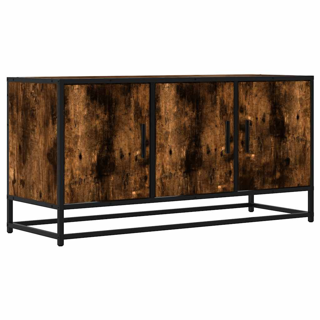 Mobile TV Rovere Fumo 100x35x50 cm Legno Multistrato e Metallo