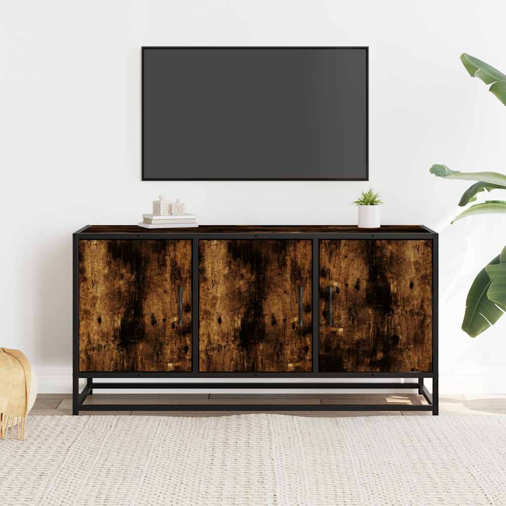Mobile TV Rovere Fumo 100x35x50 cm Legno Multistrato e Metallo