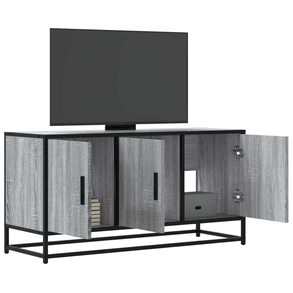 Mobile TV Grigio Sonoma 100x35x50 cm Legno Multistrato Metallo