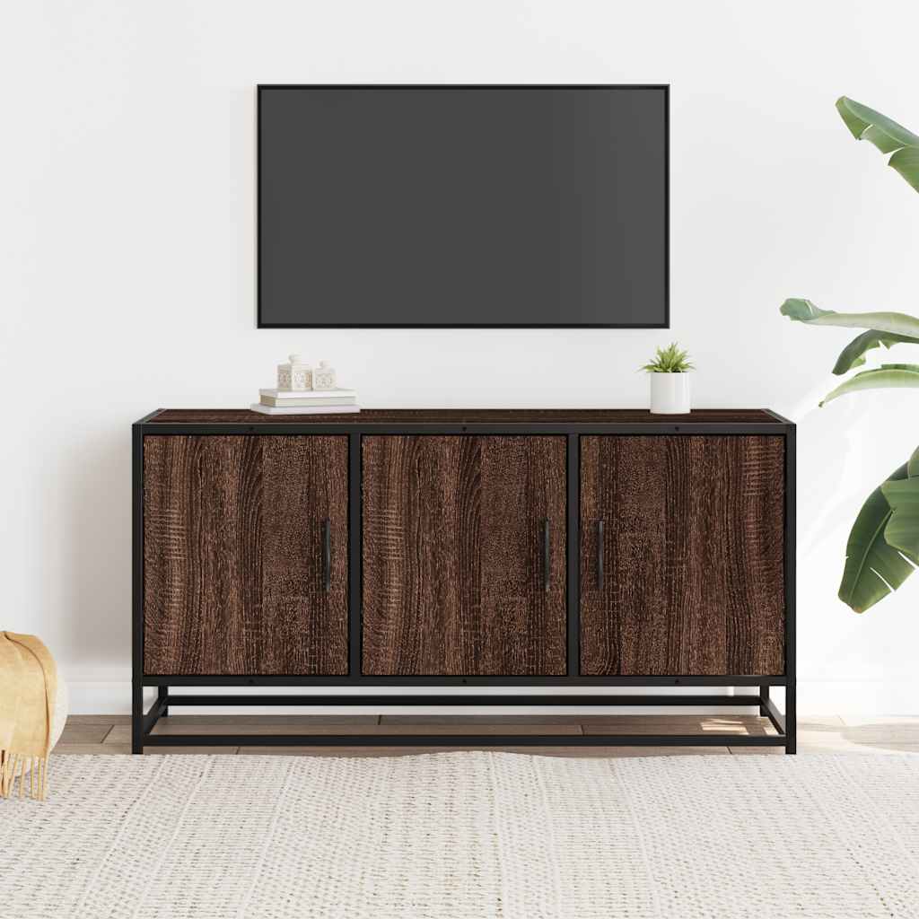 Mobile TV Rovere Marrone 100x35x50 cm Legno Multistrato Metallo