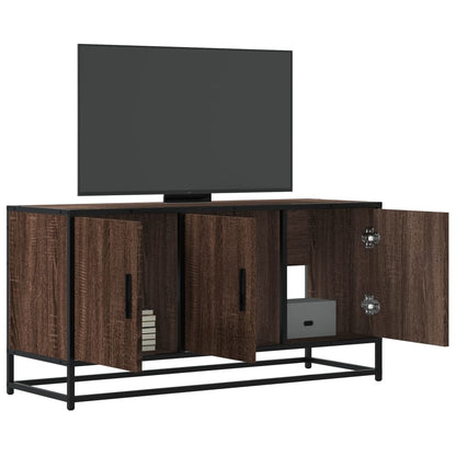 Mobile TV Rovere Marrone 100x35x50 cm Legno Multistrato Metallo