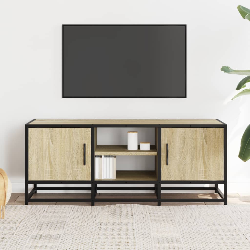 Mobile TV Rovere Sonoma 100x35x41 cm Legno Multistrato Metallo