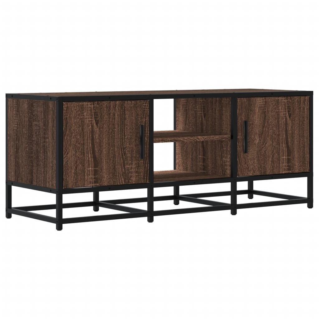 Mobile TV Rovere Marrone 100x35x41 cm Legno Multistrato Metallo