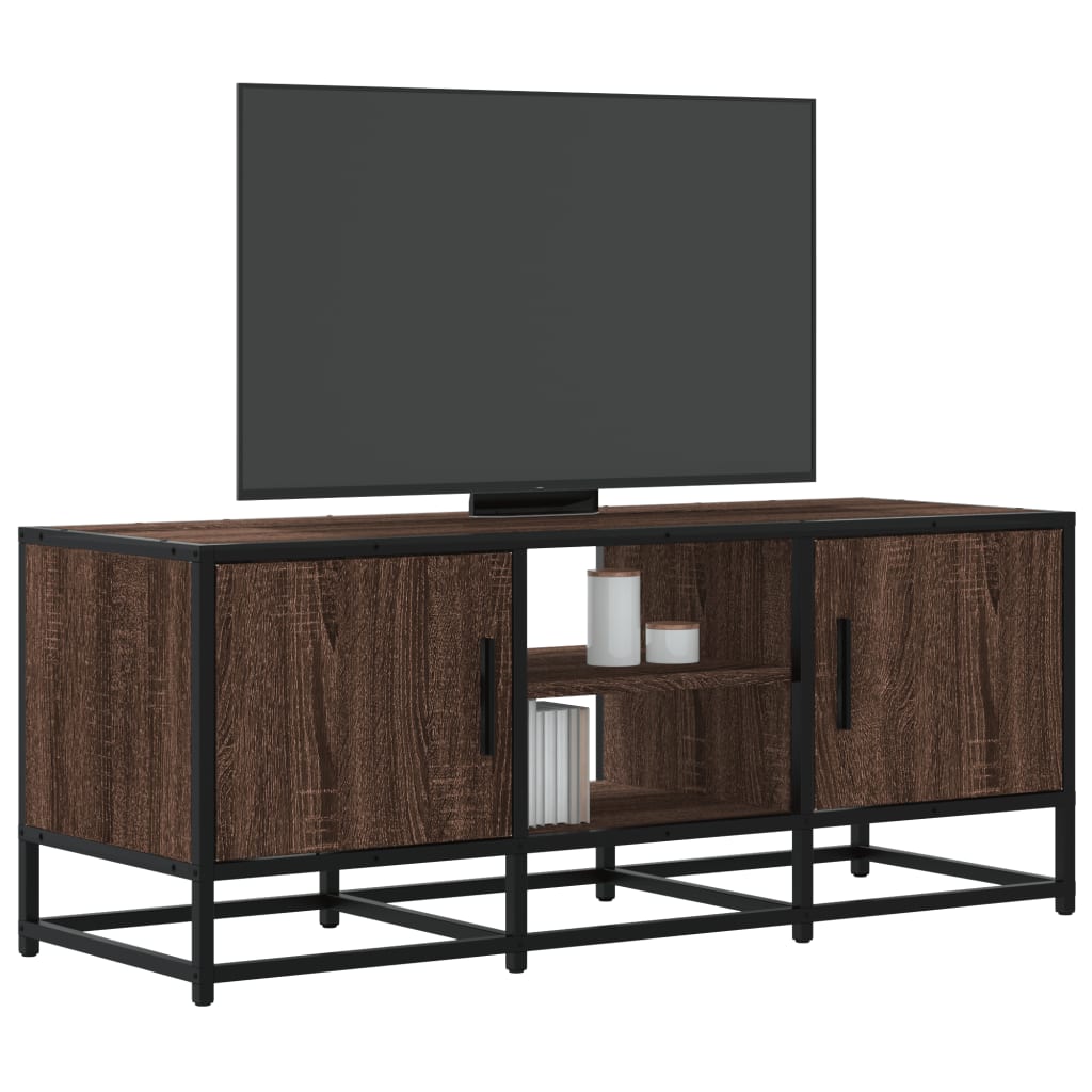 Mobile TV Rovere Marrone 100x35x41 cm Legno Multistrato Metallo