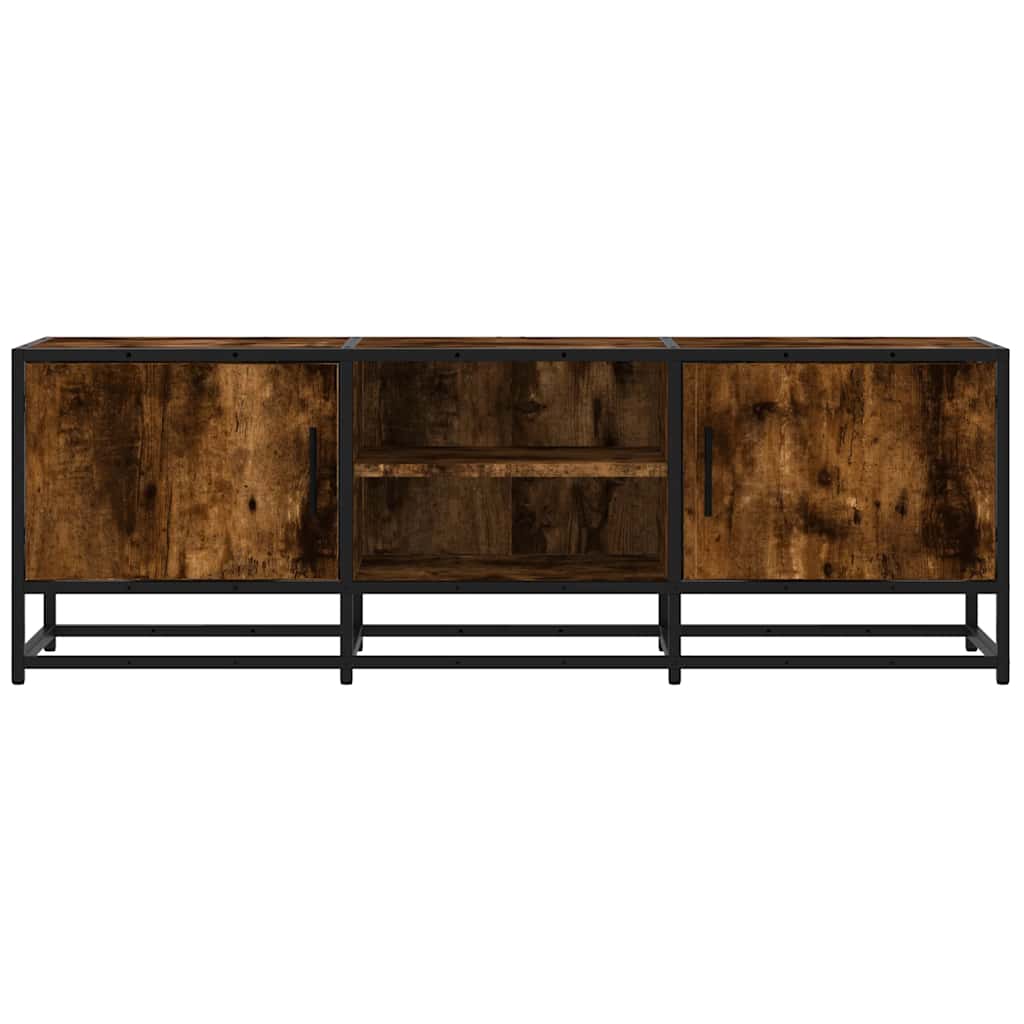 Mobile TV Rovere Fumo 120x35x41 cm Legno Multistrato e Metallo