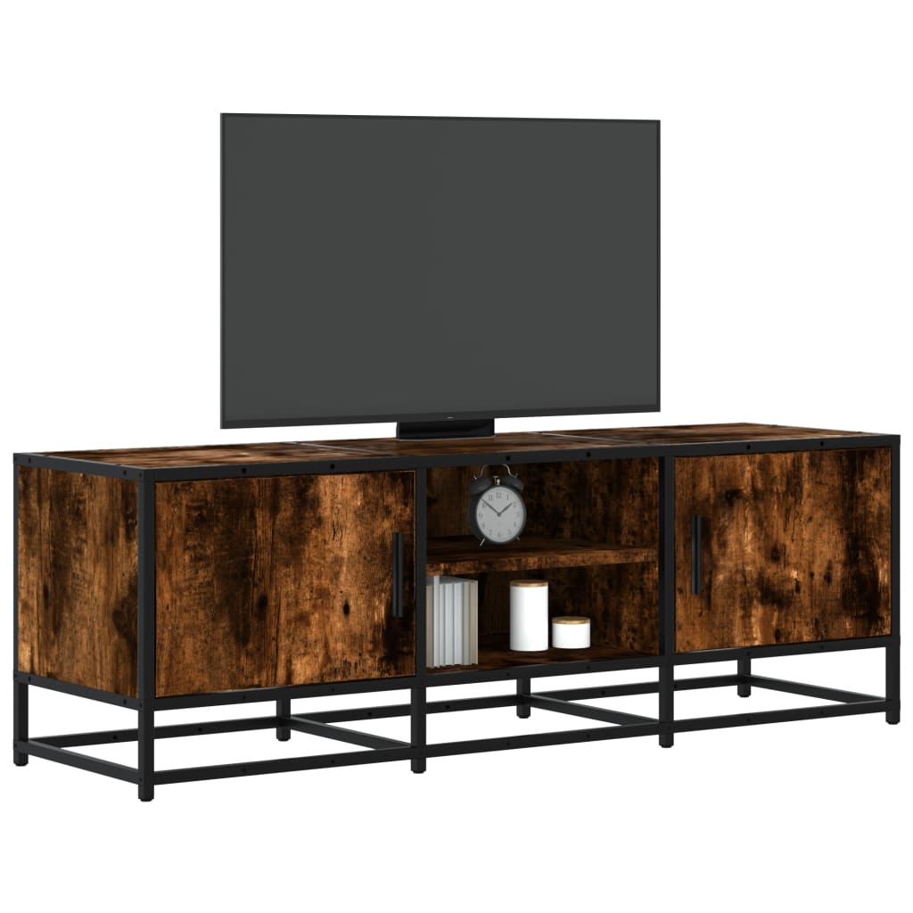 Mobile TV Rovere Fumo 120x35x41 cm Legno Multistrato e Metallo