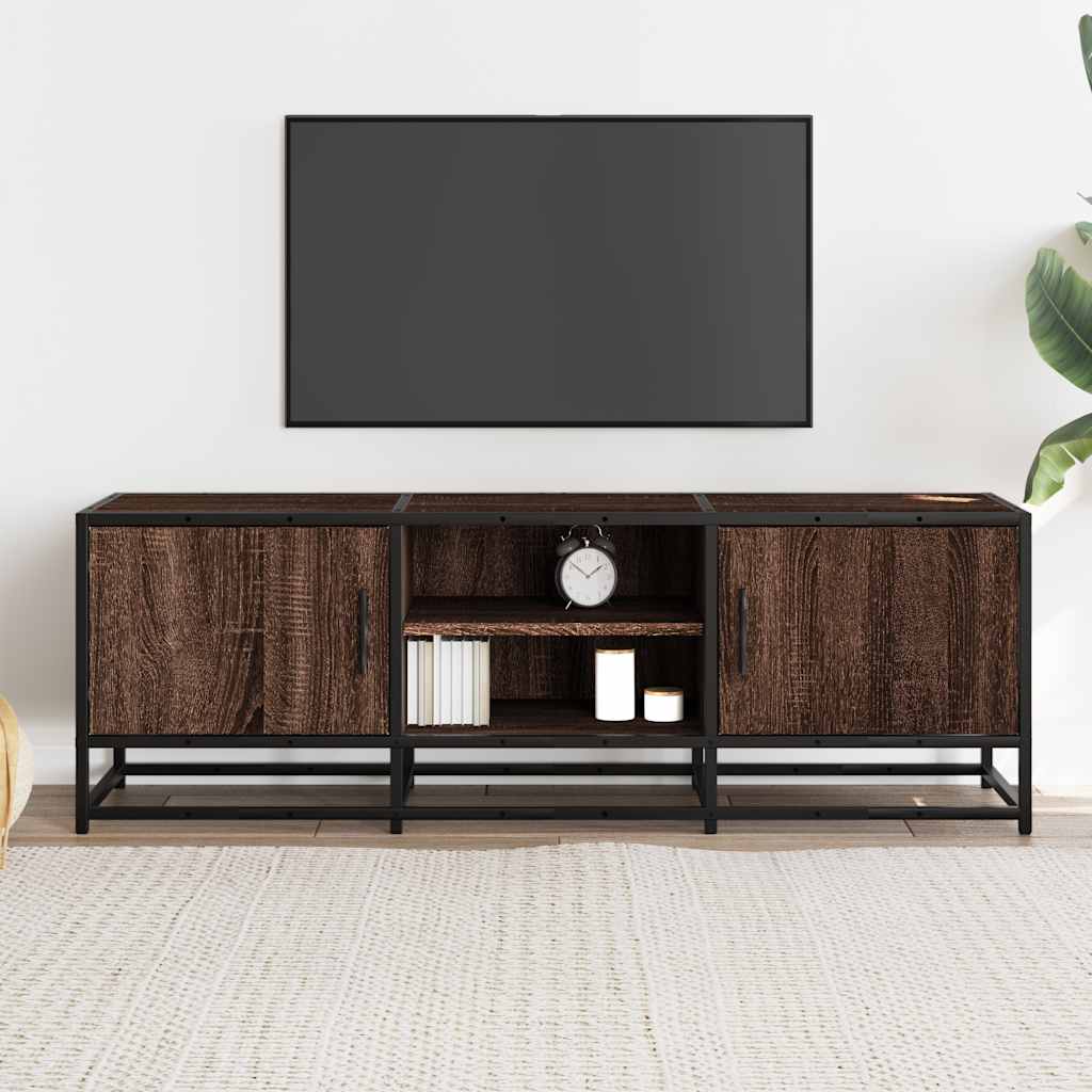 Mobile TV Rovere Marrone 120x35x41 cm Legno Multistrato Metallo