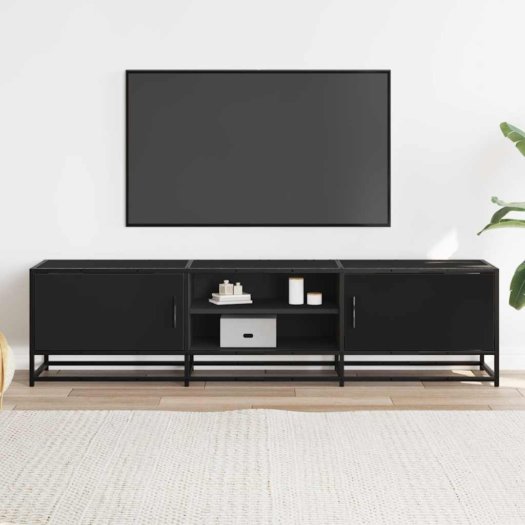 Mobile Porta TV Nero 160x35x41 cm in Truciolato e Metallo