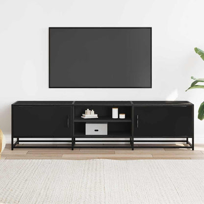 Mobile Porta TV Nero 160x35x41 cm in Truciolato e Metallo