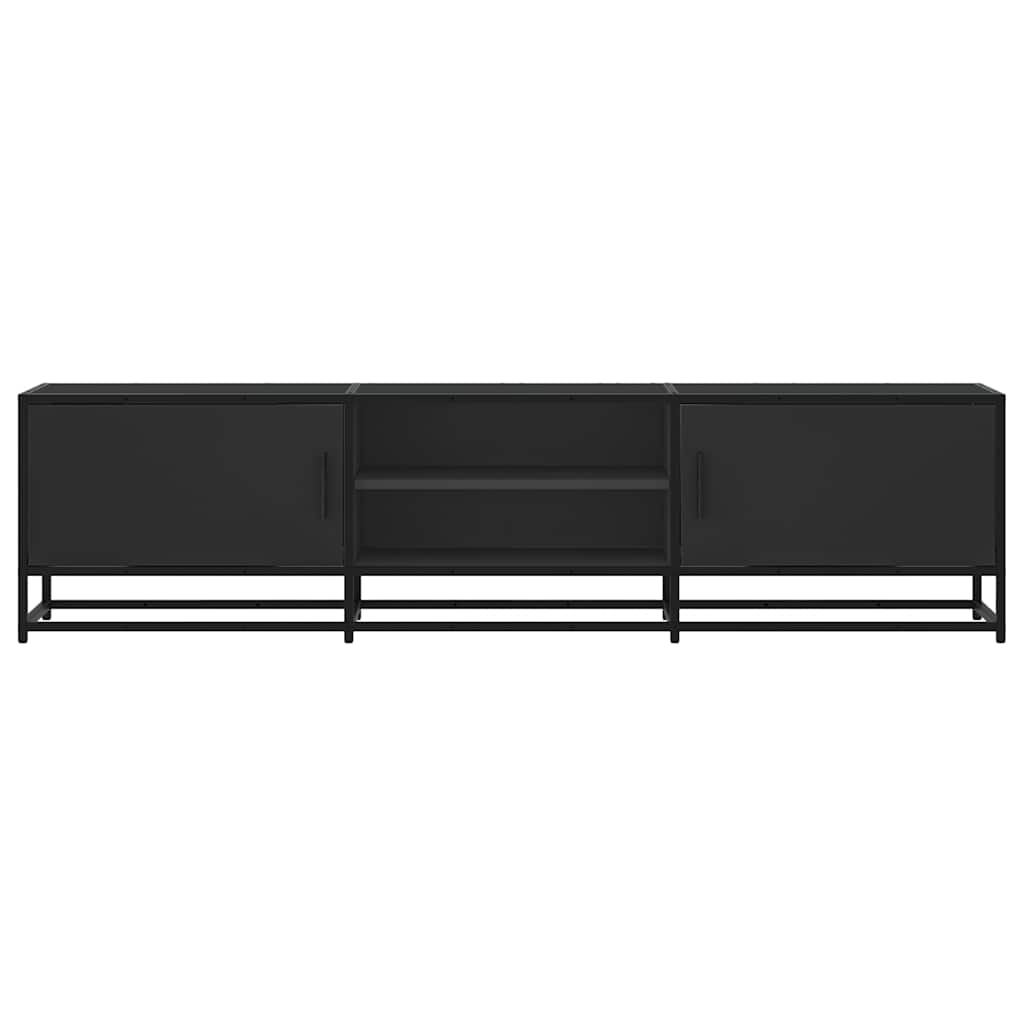 Mobile Porta TV Nero 160x35x41 cm in Truciolato e Metallo