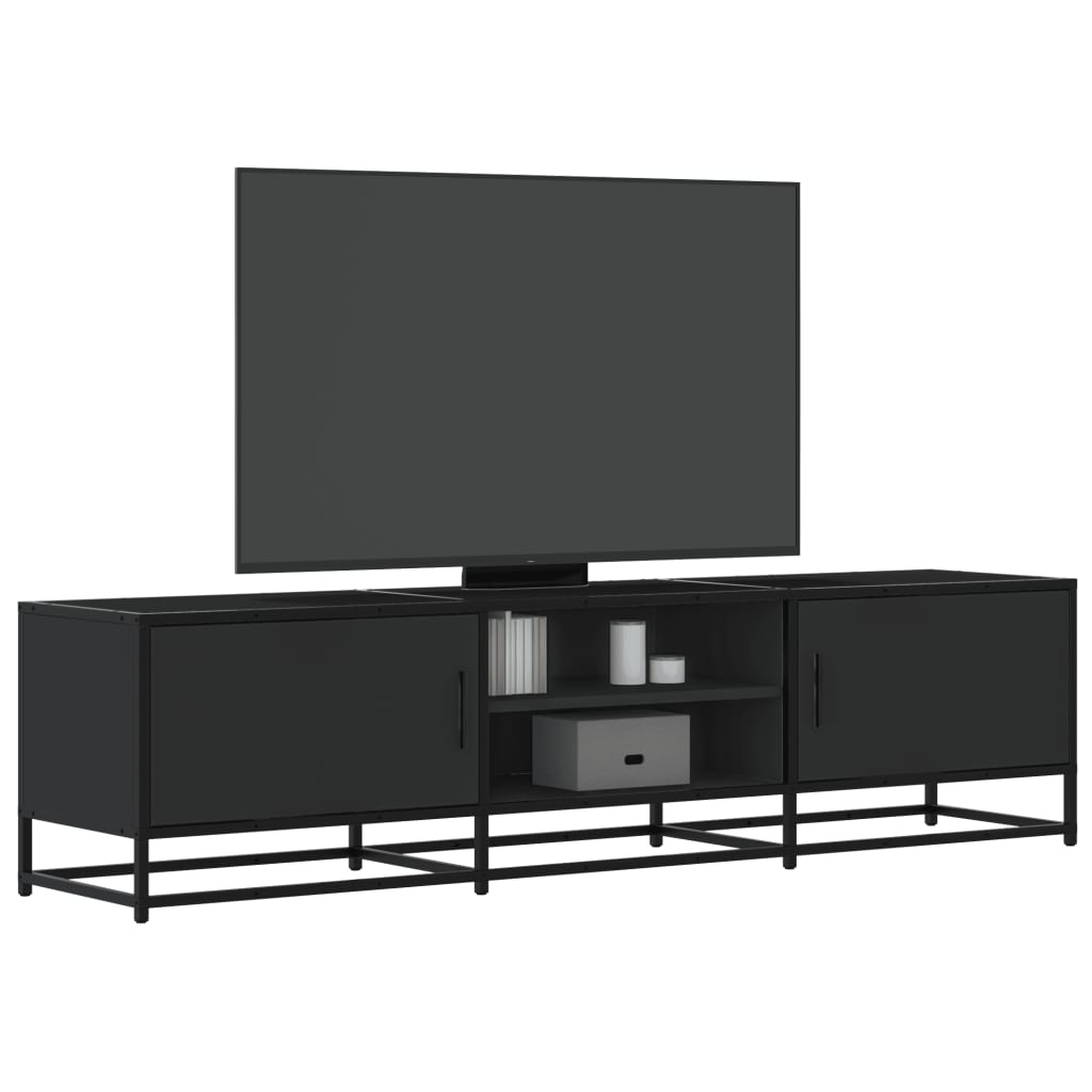 Mobile Porta TV Nero 160x35x41 cm in Truciolato e Metallo